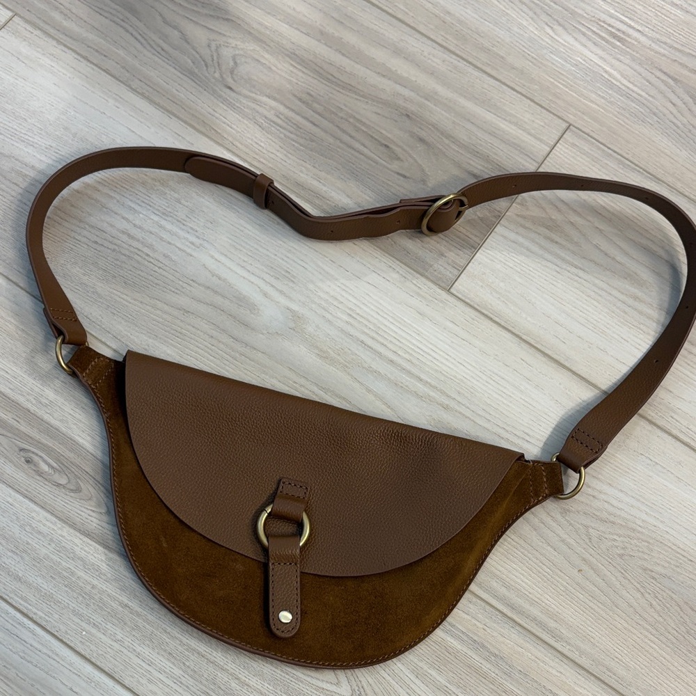Banana Republic Brown Leather & Suede Crossbody Belt Bag